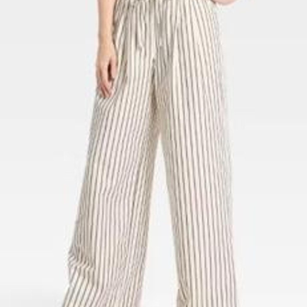 A New Day Women's Pull-On Twill Pants Wide Leg Palazzo Pants with Pockets